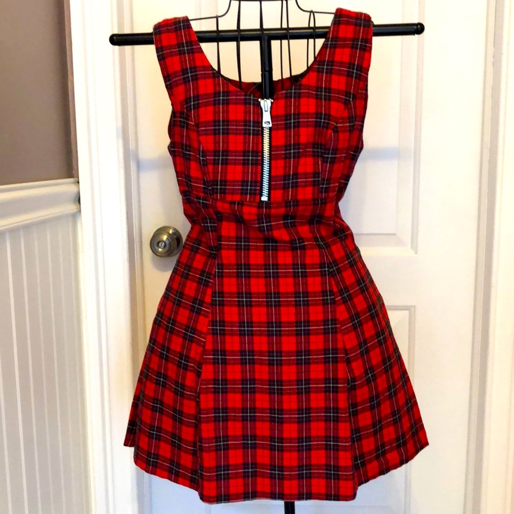 Vintage late 1990”s  tartan plaid punk rock mini dress.